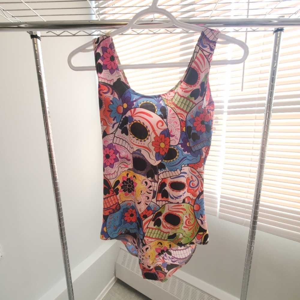 Sugar Skulls Bodysuit/Swimsuit - Small/Medium
